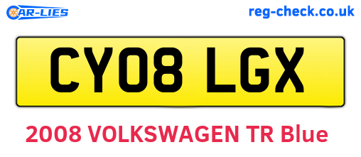 CY08LGX are the vehicle registration plates.