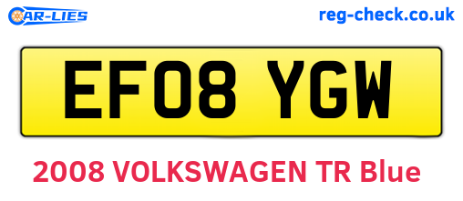 EF08YGW are the vehicle registration plates.