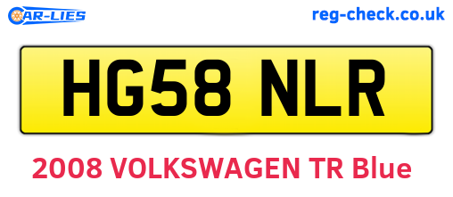 HG58NLR are the vehicle registration plates.