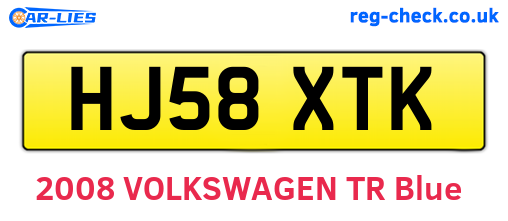 HJ58XTK are the vehicle registration plates.