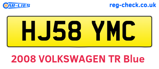 HJ58YMC are the vehicle registration plates.