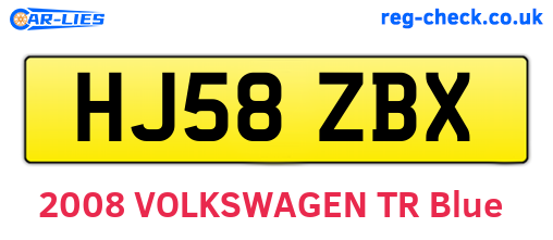 HJ58ZBX are the vehicle registration plates.