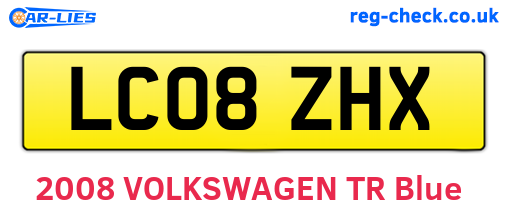 LC08ZHX are the vehicle registration plates.