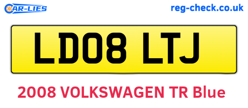 LD08LTJ are the vehicle registration plates.