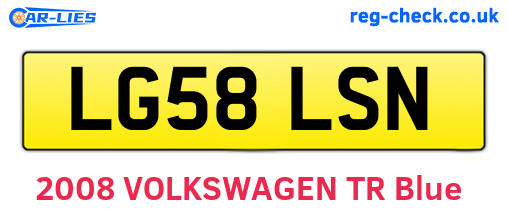 LG58LSN are the vehicle registration plates.