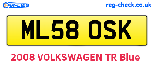 ML58OSK are the vehicle registration plates.
