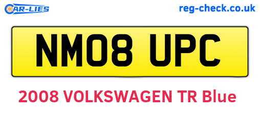 NM08UPC are the vehicle registration plates.