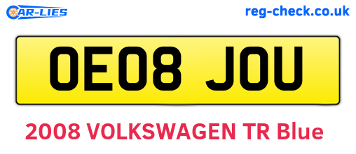 OE08JOU are the vehicle registration plates.