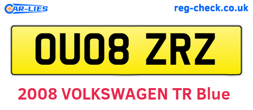 OU08ZRZ are the vehicle registration plates.