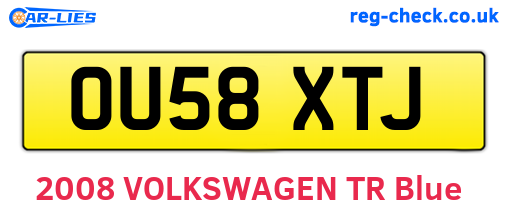 OU58XTJ are the vehicle registration plates.