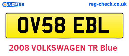 OV58EBL are the vehicle registration plates.