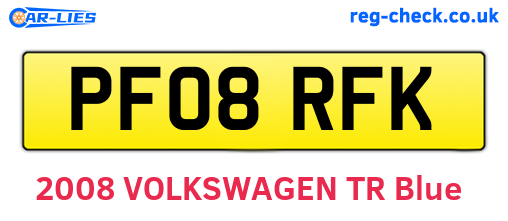 PF08RFK are the vehicle registration plates.