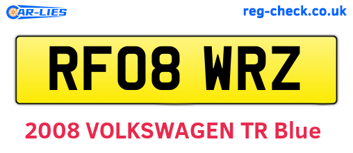 RF08WRZ are the vehicle registration plates.