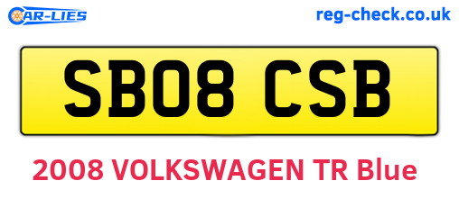 SB08CSB are the vehicle registration plates.