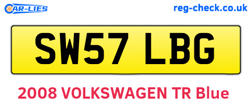 SW57LBG are the vehicle registration plates.