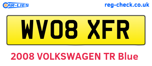 WV08XFR are the vehicle registration plates.