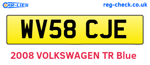 WV58CJE are the vehicle registration plates.