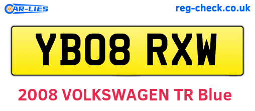 YB08RXW are the vehicle registration plates.