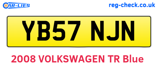 YB57NJN are the vehicle registration plates.