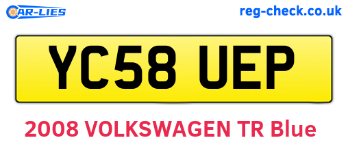YC58UEP are the vehicle registration plates.