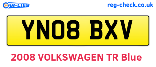 YN08BXV are the vehicle registration plates.
