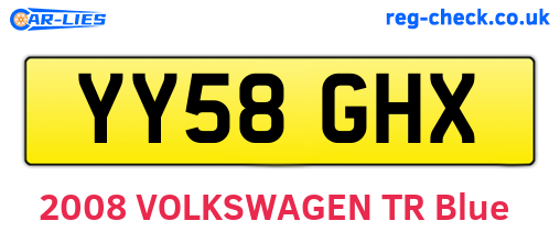 YY58GHX are the vehicle registration plates.