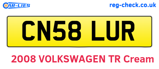 CN58LUR are the vehicle registration plates.