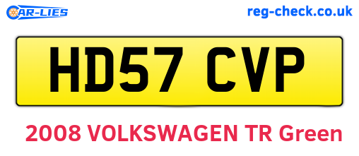 HD57CVP are the vehicle registration plates.