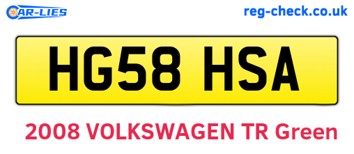 HG58HSA are the vehicle registration plates.