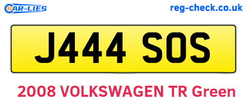 J444SOS are the vehicle registration plates.