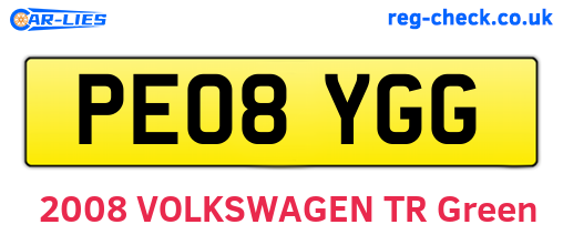 PE08YGG are the vehicle registration plates.