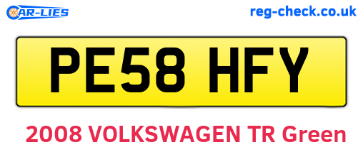 PE58HFY are the vehicle registration plates.