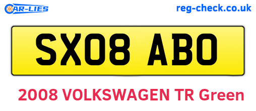 SX08ABO are the vehicle registration plates.