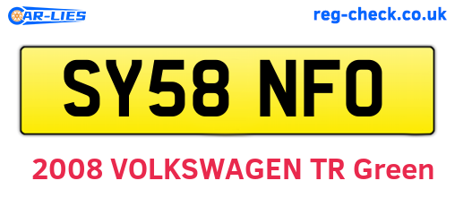 SY58NFO are the vehicle registration plates.