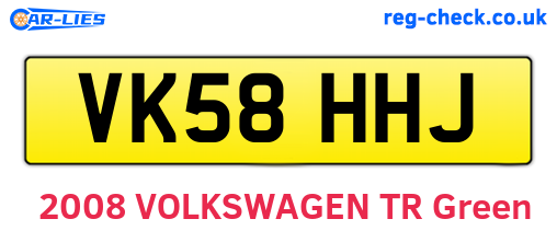 VK58HHJ are the vehicle registration plates.