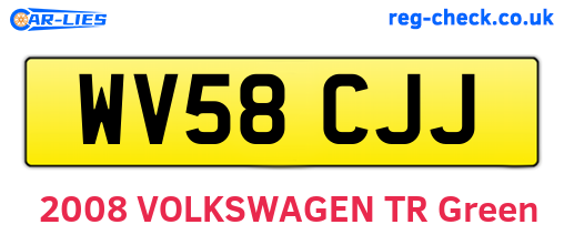 WV58CJJ are the vehicle registration plates.
