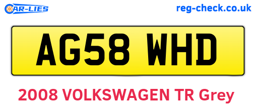 AG58WHD are the vehicle registration plates.