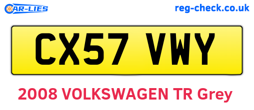 CX57VWY are the vehicle registration plates.