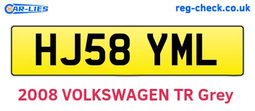 HJ58YML are the vehicle registration plates.