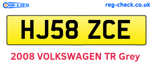 HJ58ZCE are the vehicle registration plates.