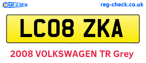 LC08ZKA are the vehicle registration plates.