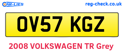 OV57KGZ are the vehicle registration plates.