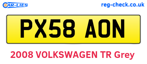 PX58AON are the vehicle registration plates.