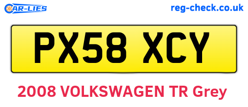 PX58XCY are the vehicle registration plates.