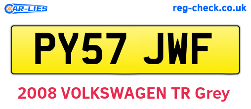 PY57JWF are the vehicle registration plates.