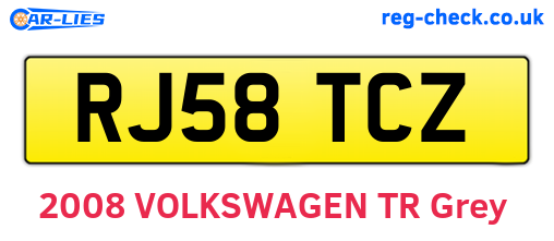 RJ58TCZ are the vehicle registration plates.