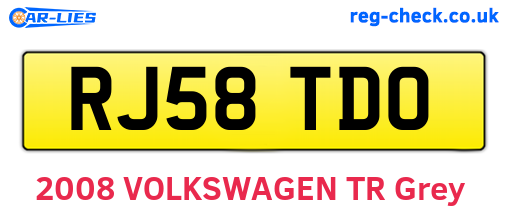 RJ58TDO are the vehicle registration plates.