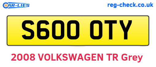 S600OTY are the vehicle registration plates.