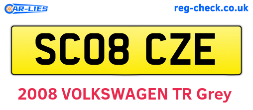 SC08CZE are the vehicle registration plates.