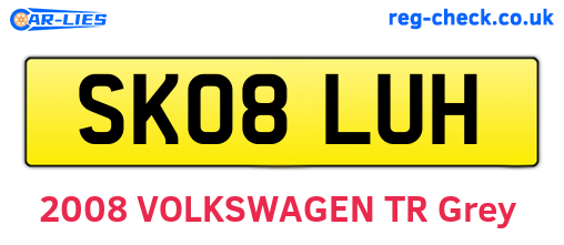 SK08LUH are the vehicle registration plates.